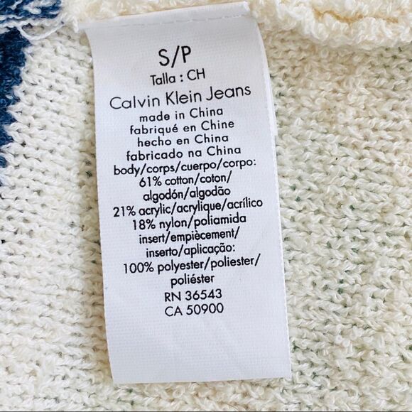 Calvin Klein blue and cream stripe open chiffon back sweater size Small - Picture 6 of 6